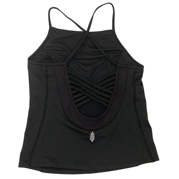 Free People Movement Womens Looking Heavenly Tank Black Strappy Back Size Small - Picture 12 of 16